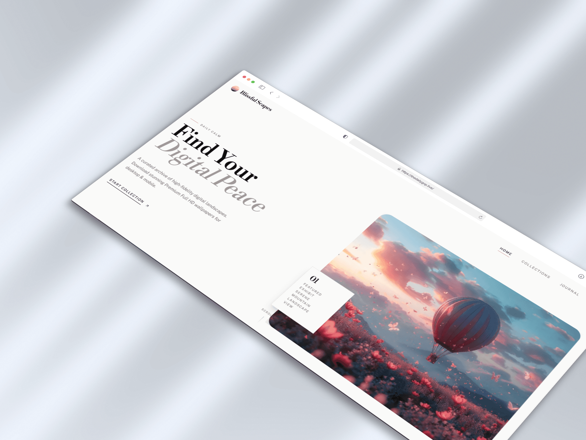 Blissful Scapes UI/UX Interface Architecture